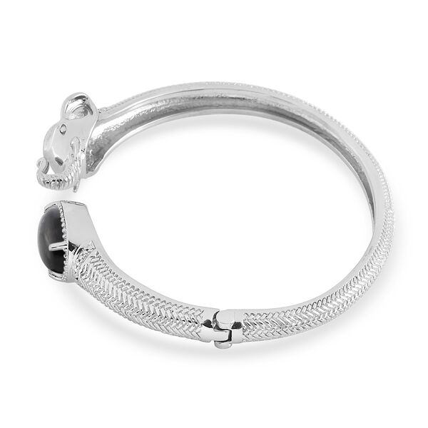 Schwarzer Turmalin Elefantenkopf-Armreif, ca. 19 cm, Edelstahl ca. 6,76 ct image number 4