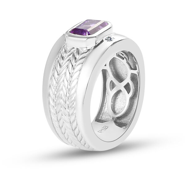 Rosa Amethyst und weißer Zirkon-Ring, reines Messing  ca. 1,01 ct image number 5