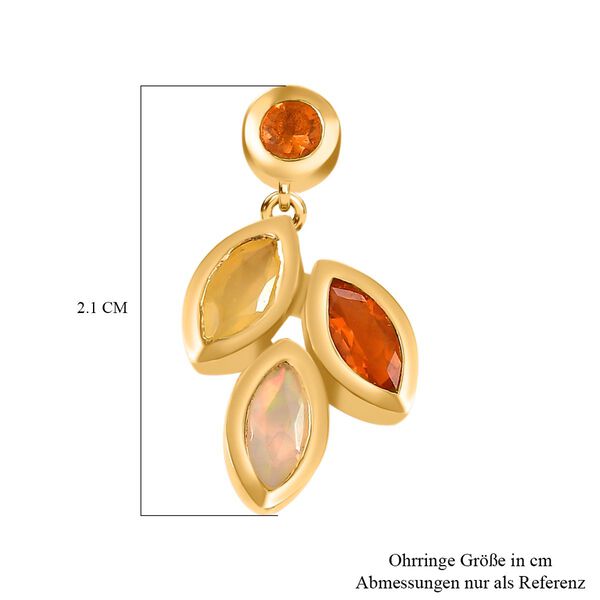 Feueropal, Kanarischer Opal Ohrringe 925 Silber 750 Gelbgold Vermeil ca. 1.07 ct image number 7