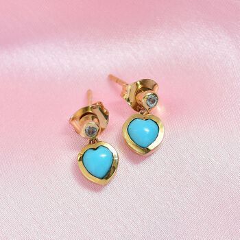 D'Joy Sleeping Beauty T&uuml;rkis, Blauer Apatit Ohrringe 925 Silber 750 Gelb Vergoldet ca. 0.91 ct