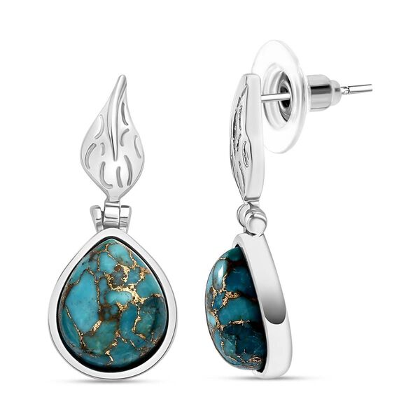 Blaues Türkis Ohrringe  Edelstahl ca. 10.39 ct image number 4