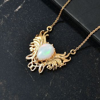 D'Joy AA Nat&uuml;rlicher, &auml;thiopischer Welo Opal Halskette ca. 50 cm 925 Silber 750 Gelbgold Vermeil ca. 1.39 ct