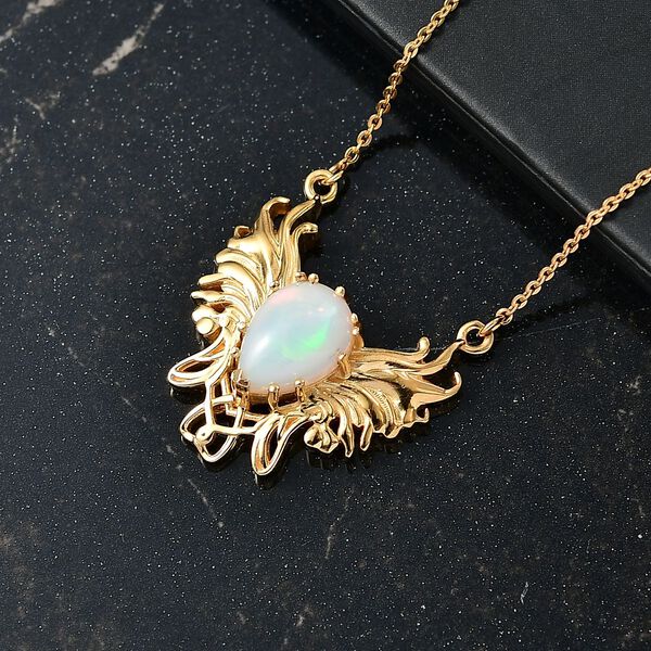 D'Joy AA Nat&uuml;rlicher, &auml;thiopischer Welo Opal Halskette ca. 50 cm 925 Silber 750 Gelbgold Vermeil ca. 1.39 ct image number 2