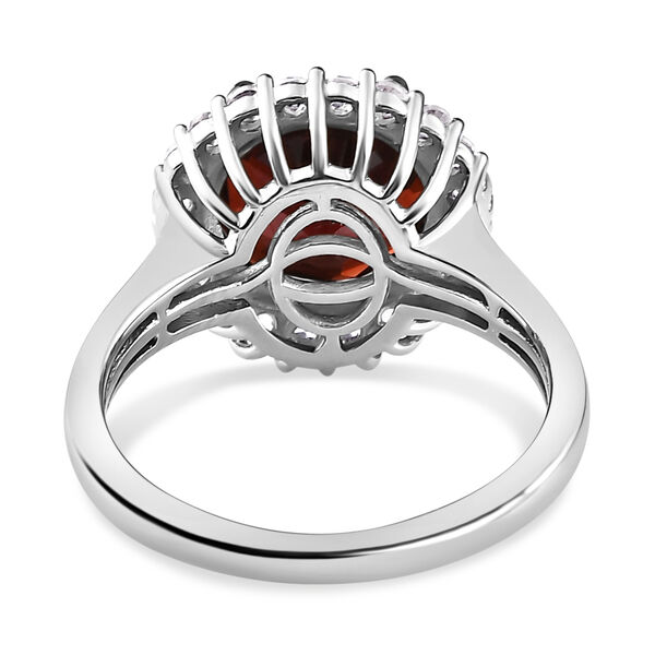 Nat&uuml;rlicher Mosambik Granat und wei&szlig;er Zirkon-Ring, 925 Silber platiniert (Gr&ouml;&szlig;e 17.00) ca. 4,79 ct image number 6