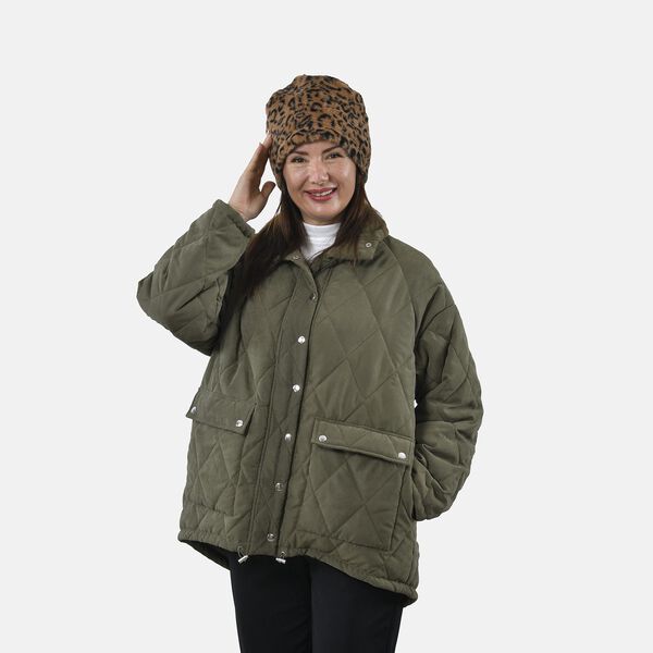 Innovativer 2 in 1 Infinity Schal und Mütze, 35x28cm, Braun Leopard image number 6