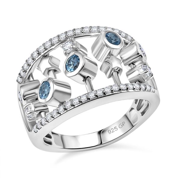 GP Celestial Kollektion- Schweizer Blautopas, Zirkon und blauer Saphir Ring - 1,24 ct. image number 5