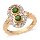 Natürlicher Chromdiopsid und Zirkon Ring 925 Silber vergoldet  ca. 0,98 ct image number 3