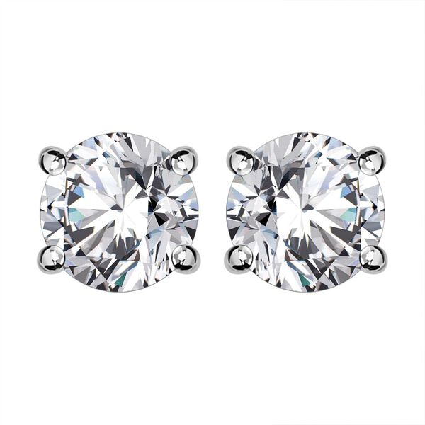 88 Facetten Moissanit Ohrringe, 925 Silber platiniert ca. 0,87 ct