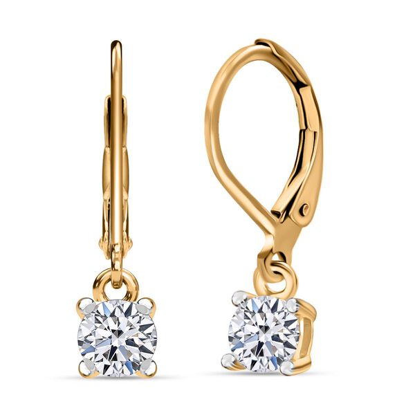 LUXURIANT SGL zertifizierte VS-GH Labor Rund-Diamant Ohrringe, 925 Silber 750 Gelbgold Vermeil  - 1 ct.