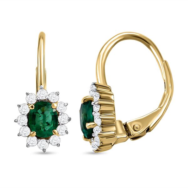 AAA Smaragd und Zirkon florale Halo-Ohrh&auml;nger in Silber image number 4
