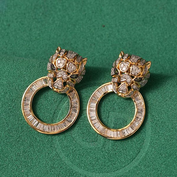 GP Trionfo Kollektion - Wei&szlig;er Diamant, Kanchanaburi Blauer Saphir Ohrringe 925 Silber 750 Gelbgold Vermeil ca. 1.76 ct image number 2