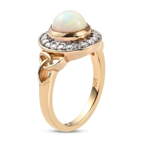 Nat&uuml;rlicher, &auml;thiopischer Opal und Zirkon-Ring, 925 Silber Gelbgold Vermeil  ca. 1,41 ct image number 4