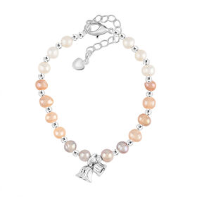 Mehrfarbige Süßwasser Perle Armband ca. 15.25 cm + 5 cm Extender, Nickelfreies Messing Silberfarben