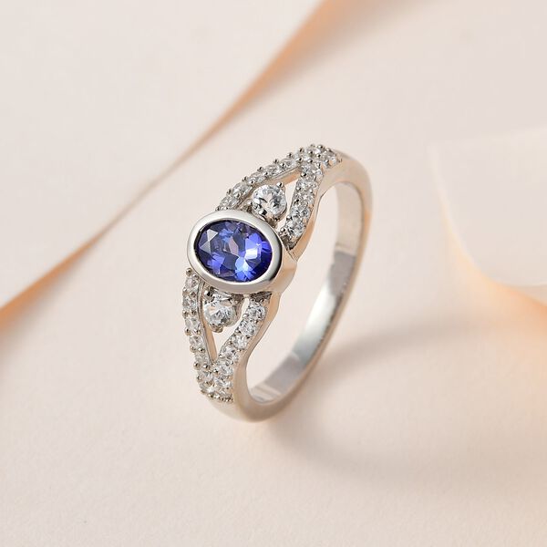 AAA Tansanit und Zirkon Ring - 1,20 ct. image number 2