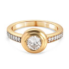 88 Facetten Moissanit Ring 925 Silber vergoldet  ca. 0,85 ct image number 0