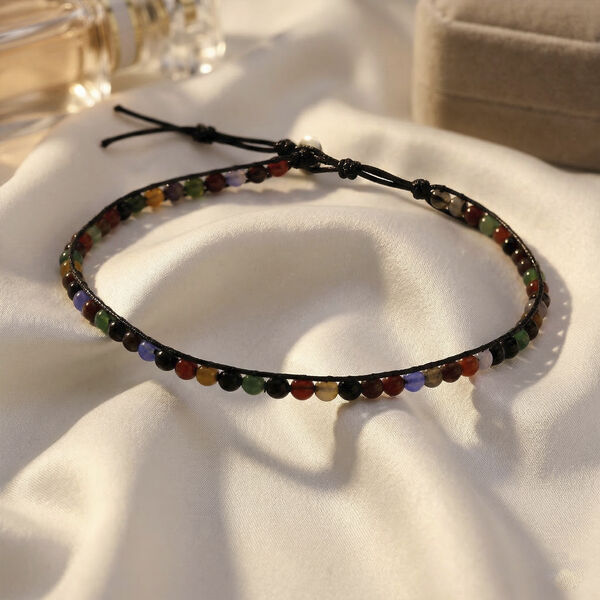 Flexible mehrfarbige Achat Halskette - 80 ct. image number 2