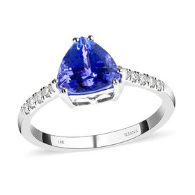 ILIANA zertifiziert und geprüft AAA Tansanit und GH-SI Diamant Ring in 750 Weißgold - 2 ct.