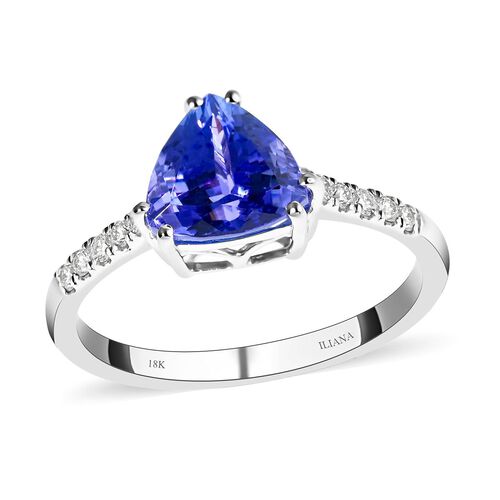 ILIANA zertifiziert und geprüft AAA Tansanit und GH-SI Diamant Ring in 750 Weißgold - 2 ct. image number 0