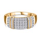 Weißer Diamant P Ring 925 Silber Gelbgold Vermeil (Größe 17.00) ca. 0,60 ct