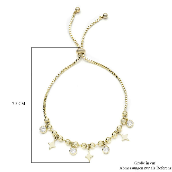 Wei&szlig;er Zirkonia Bolo Armband ca. 15.25 cm Gold tone ca. 0,20 ct image number 6