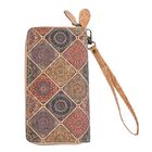 Kork Brieftasche mit RFID Schutz, Mandala Muster, Größe 19x4x10 cm, Khaki