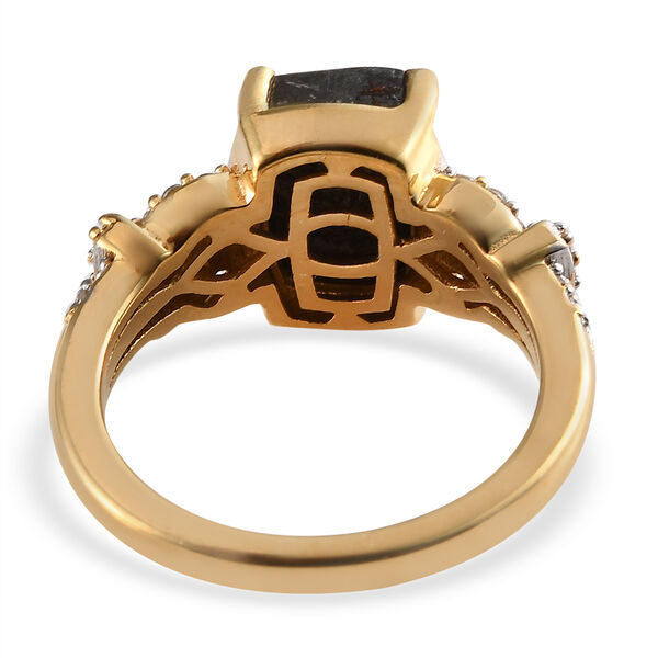 Meteorit und Zirkon Ring 925 Silber vergoldet  ca. 5,71 ct image number 6