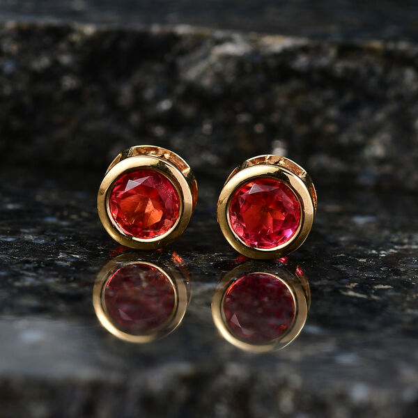 D'Joy Sunset Quarz Triplette Ohrringe 925 Silber 750 Gelb Vergoldet ca. 3.14 ct image number 1