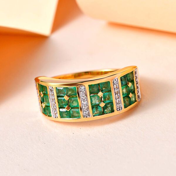 Kagem sambischer Smaragd und Zirkon-Ring - 1,71 ct. image number 2