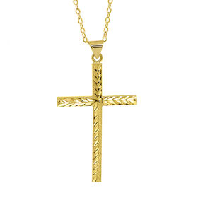 Vergoldeter Kreuz-Anhänger mit Kette, 925 Silber