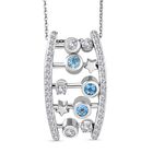 GP Celestial Kollektion - Schweizer Blautopas, Weißer Zirkon Schmuckset ca. 50 cm 925 Silber rhodiniert ca. 1.45 ct