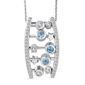 GP Celestial Kollektion- Schweizer Blautopas, Zirkon und blauer Saphir Anhänger mit 50cm Kette - 1,45 ct.