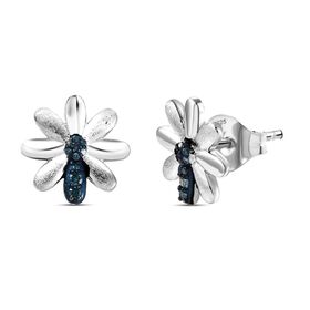 GP Italian Garden Kollektion - Blaue Diamant und Kanchanaburi blaue Saphir Ohrringe, 925 Silber rhodiniert - 0,13 ct.