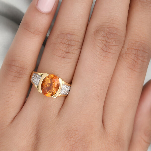 Madeira Citrin und Zirkon Ring 925 Silber vergoldet  ca. 2,82 ct image number 3