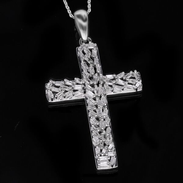 LUXURIANT SI-GH Labor Diamant Kreuz Anhänger mit 50cm Kette, 925 Silber rhodiniert - 0,33 ct. image number 2