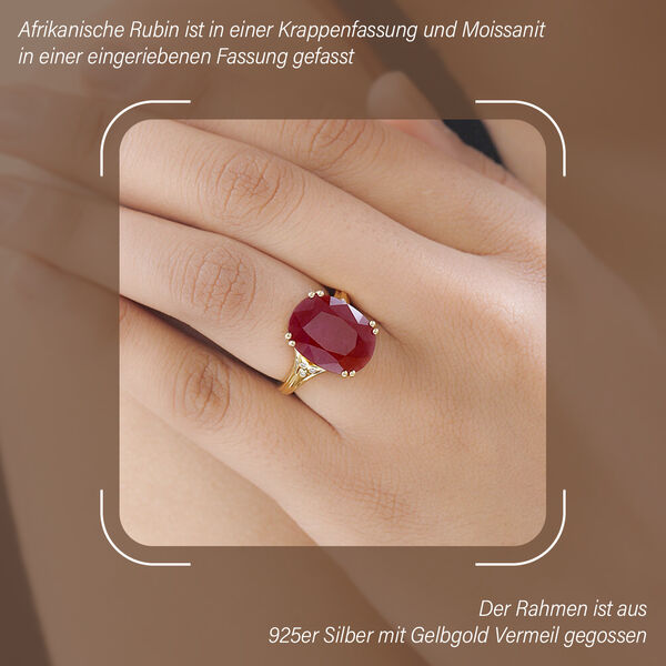Afrikanischer Rubin und Moissanit-Ring - 13,71 ct. image number 3