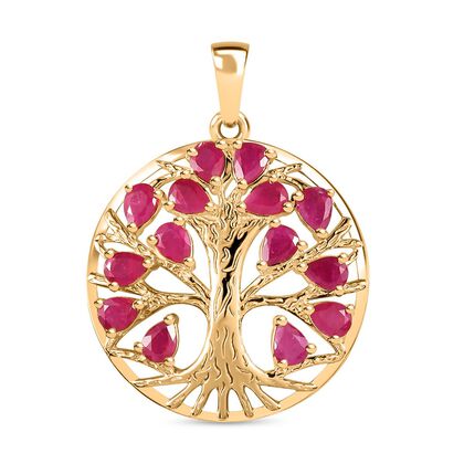 Montepuez-Rubin Anh&auml;nger 925 Silber 750 Gelbgold Vermeil ca. 2,90 ct.