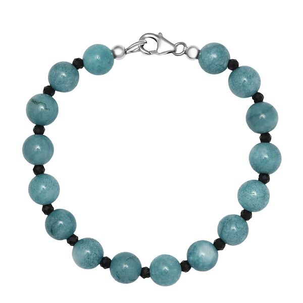 Natürliches milchiges Aquamarin und schwarzes Spinell-Armband, 18,5cm - 63 ct. image number 0