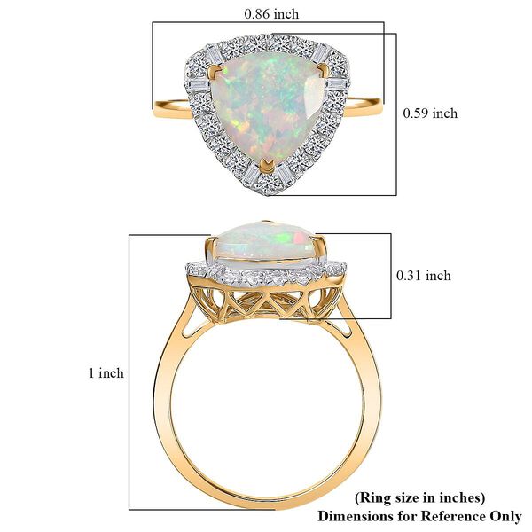 LUXURIANT - AAA Nat&uuml;rlicher, &auml;thiopischer Welo Opal, Lab Grown Diamant Ring, AGI zertifiziert und gepr&uuml;ft, 417 Gelbgold (Gr&ouml;&szlig;e 17.00) ca. 2.53 ct image number 5
