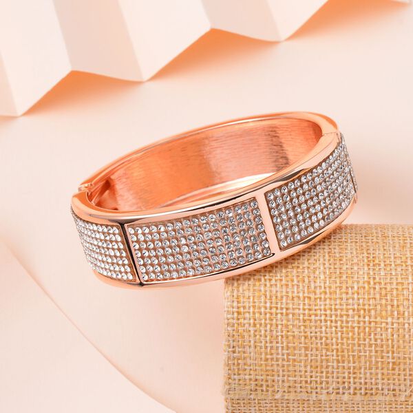 Weißer Kristall Armreif ca. 19 cm, Rosefarben image number 2