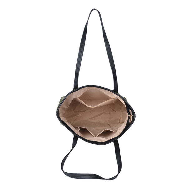 Moderne Handtasche aus naturfreundlichem Kunstleder, Karomuster, Gr&uuml;n image number 5