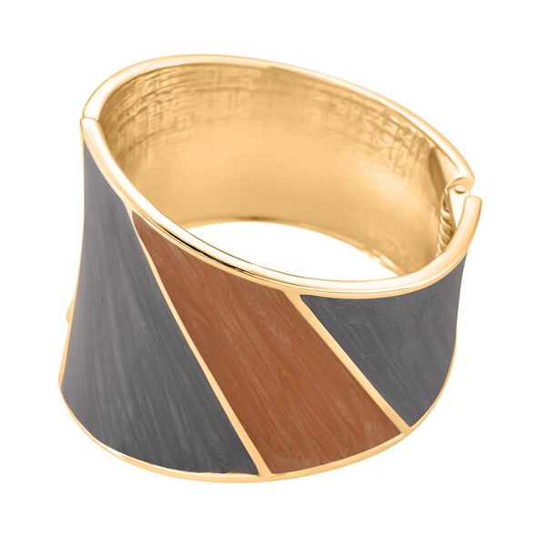 Emaille-Armreif im Colorblock-Design, 17cm, Braun-Grau image number 4