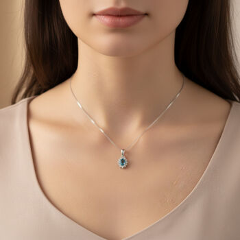 D'Joy blauer und wei&szlig;er Zirkon Anh&auml;nger - 1 ct.