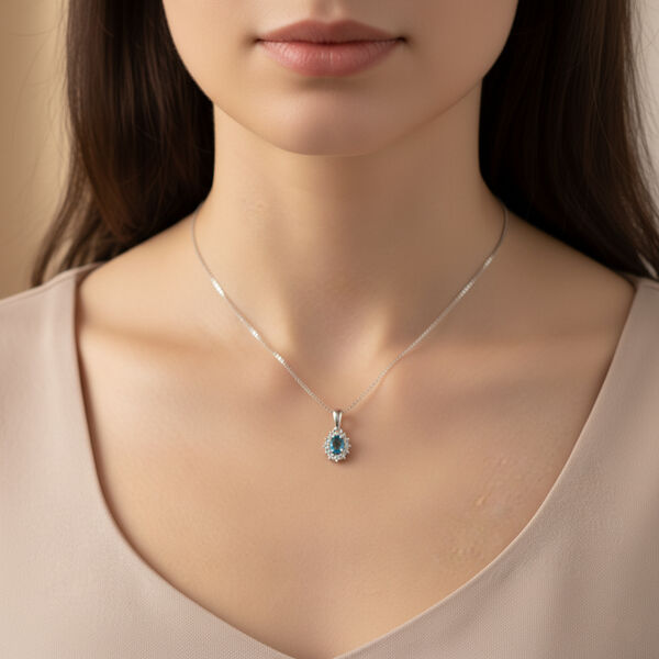 D'Joy blauer und wei&szlig;er Zirkon Anh&auml;nger - 1 ct. image number 2