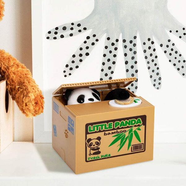 Münzstehlende Panda Spardose, Größe 12x10x9 cm, 2xAA (Batterien nicht inkl.) image number 3