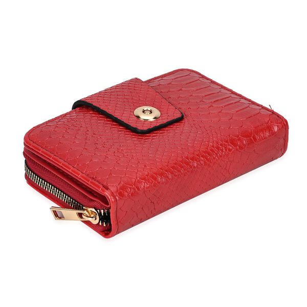 Geprägtes Schlangenhaut-Design: RFID-Schutz PU Leder Geldbörse, Größe: 14x3.5x9cm, Rot image number 5