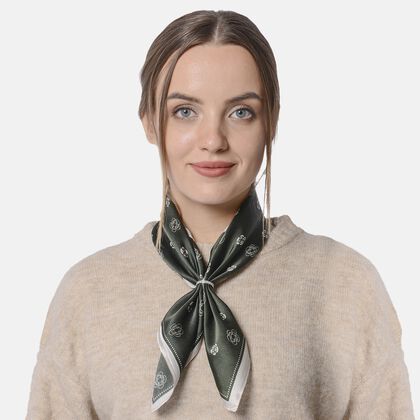 LA MAREY - Unisex 100% natürlicher Maulbeerseiden Schal, Blumenmuster, Grün