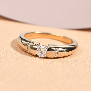88 Facetten Moissanit Ring 925 Silber vergoldet  ca. 0,28 ct