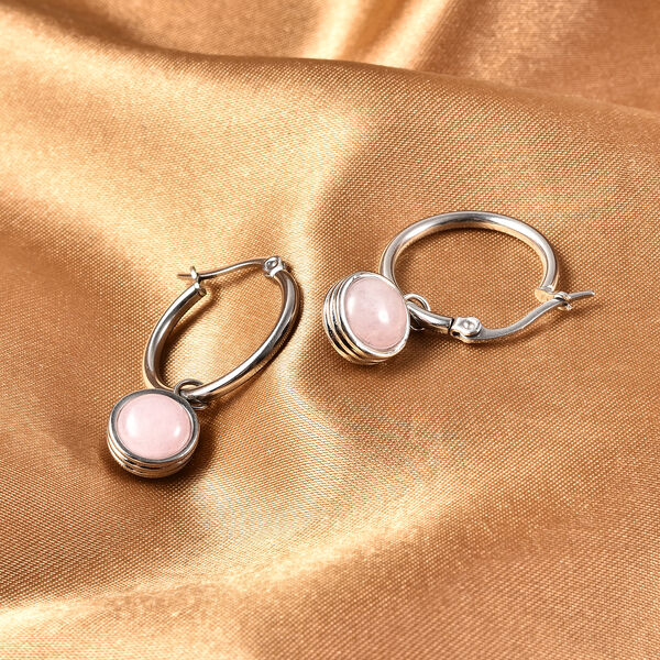 Lapislazuli und Rosenquarz Charme Ohrh&auml;nger in Edelstahl ca. 7,00 ct&nbsp; image number 1