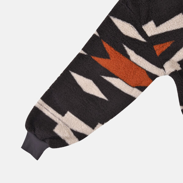 Wolkenweicher Sherpa-Hoodie mit Inkamuster, Schwarz-Beige-Orange, Einheitsgröße image number 4