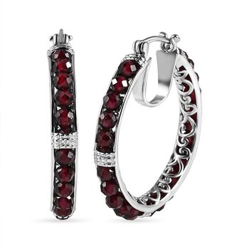 Roter Granat Ohrringe, Messing, platiniert, ca. 18.90 ct